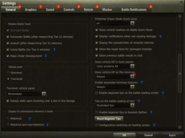 General Game Settings: Sniper Mode Stabilization & Zoom Levels