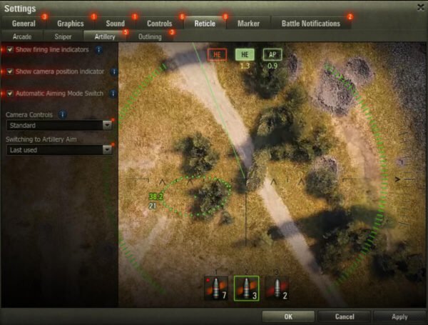 Reticle Customization: Arcade, Sniper, and Artillery Views