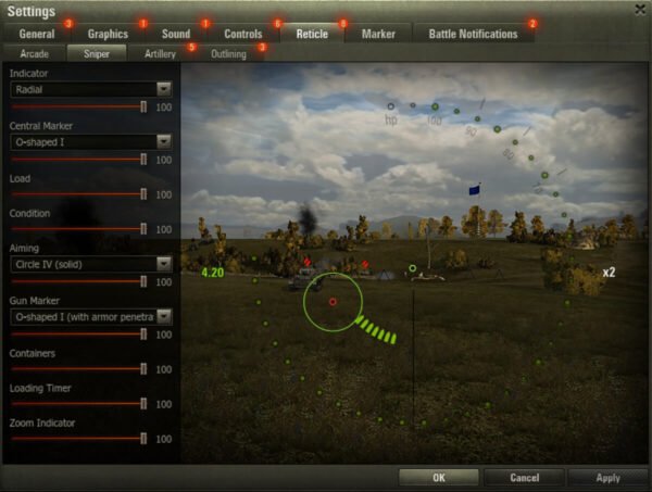 Reticle Customization: Arcade, Sniper, and Artillery Views