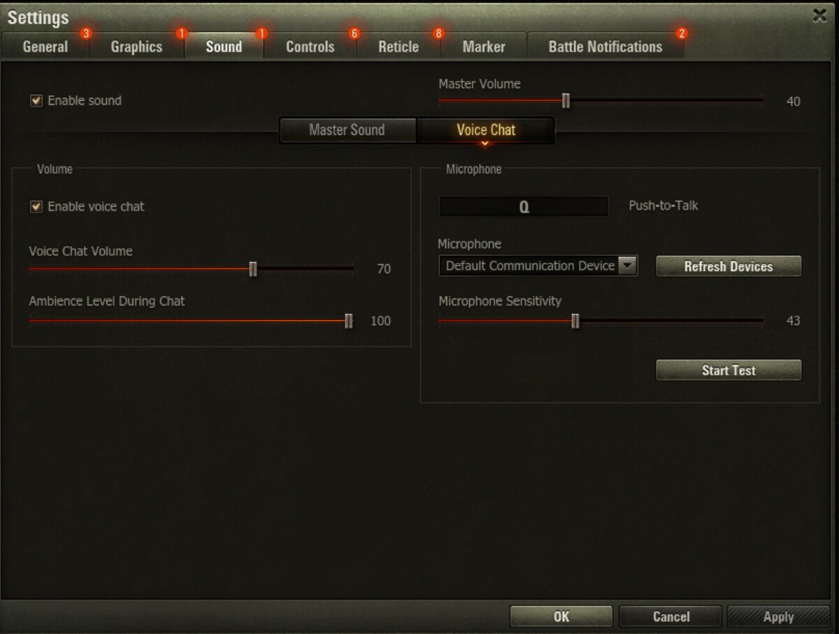 Voice Chat Settings and Tactical Communication