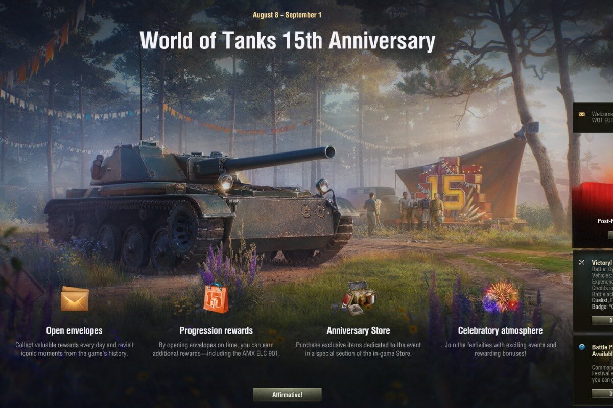 World of Tanks 15th Anniversary — Research Dossier (Aug 8 → Sep 1, 2025)